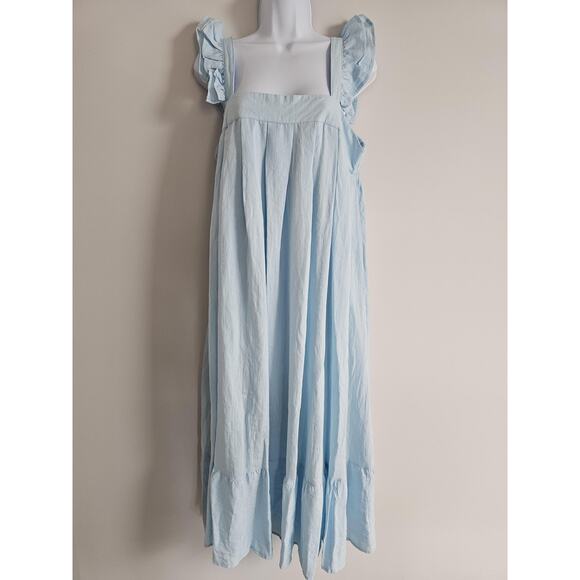 Mable Dress Womens Large Babydoll Cottage Blue Ruffle Tiered Maxi Relaxed Flowy - Picture 1 of 9
